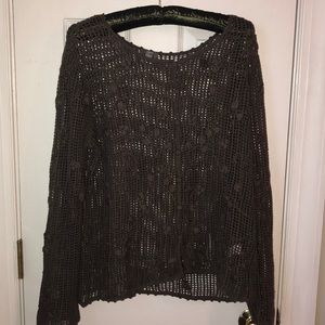 J. Jill Crochet Brown Cardigan